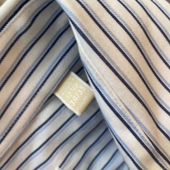 Michael Kors Mens Dress Button Down Shirt Navy and Light Blue Stripes-NWOT - Picture 6 of 7